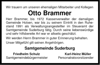 Traueranzeige von Otto Brammer von ALLGEMEINE ZEITUNG UELZEN