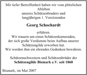 Traueranzeige von Georg Schochardt von ALLGEMEINE ZEITUNG UELZEN