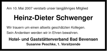 Traueranzeige von Heinz-Dieter Schwenger von ALLGEMEINE ZEITUNG UELZEN
