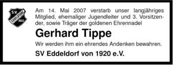 Traueranzeige von Gerhard Tippe von ALLGEMEINE ZEITUNG UELZEN