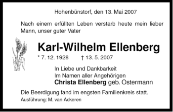 Traueranzeige von Karl-Wilhelm Ellenberg von ALLGEMEINE ZEITUNG UELZEN