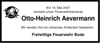 Traueranzeige von Otto-Heinrich Aevermann von ALLGEMEINE ZEITUNG UELZEN