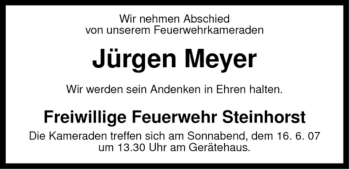 Traueranzeige von Jürgen Meyer von ALLGEMEINE ZEITUNG UELZEN