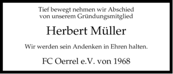 Traueranzeige von Herbert Müller von ALLGEMEINE ZEITUNG UELZEN