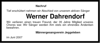 Traueranzeige von Werner Dahrendorf von ALLGEMEINE ZEITUNG UELZEN