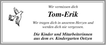 Traueranzeige von Tom-Erik Böttger von ALLGEMEINE ZEITUNG UELZEN