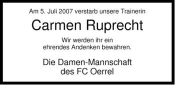 Traueranzeige von Carmen Ruprecht von ALLGEMEINE ZEITUNG UELZEN