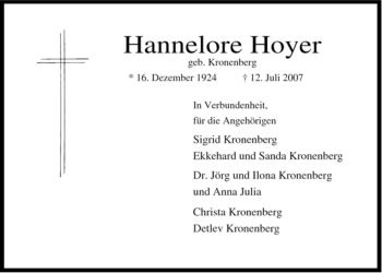 Traueranzeige von Hannelore Hoyer von ALLGEMEINE ZEITUNG UELZEN