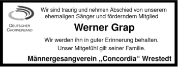 Traueranzeige von Werner Grap von ALLGEMEINE ZEITUNG UELZEN