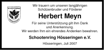 Traueranzeige von Herbert Meyn von ALLGEMEINE ZEITUNG UELZEN