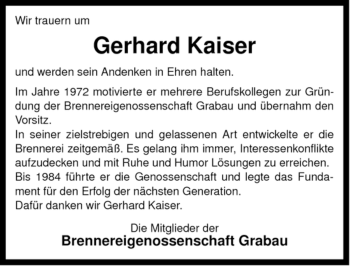 Traueranzeige von Gerhard Kaiser von ALLGEMEINE ZEITUNG UELZEN