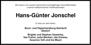 Traueranzeige von Hans-Günter Jonschel von ALLGEMEINE ZEITUNG UELZEN