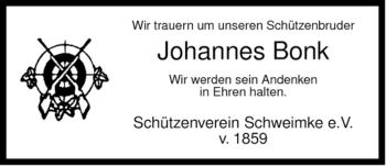 Traueranzeige von Johannes Bonk von ALLGEMEINE ZEITUNG UELZEN