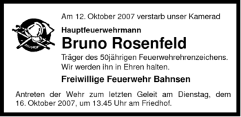 Traueranzeige von Bruno Rosenfeld von ALLGEMEINE ZEITUNG UELZEN