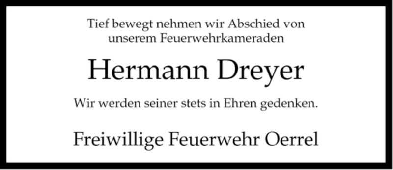  Traueranzeige für Hermann Dreyer vom 06.11.2007 aus ALLGEMEINE ZEITUNG UELZEN