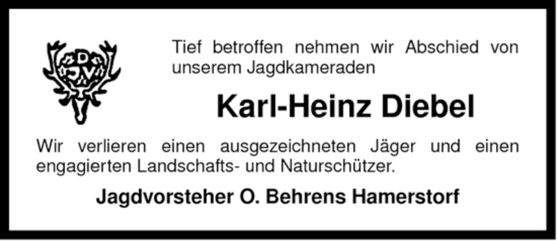  Traueranzeige für Karl-Heinz Diebel vom 18.12.2007 aus ALLGEMEINE ZEITUNG UELZEN