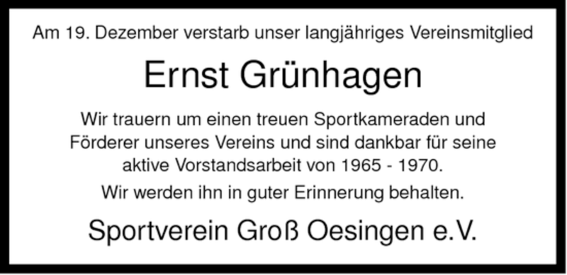  Traueranzeige für Ernst Grünhagen vom 28.12.2007 aus ALLGEMEINE ZEITUNG UELZEN