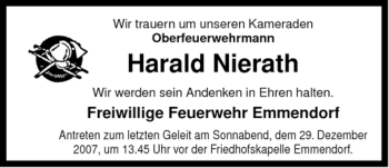 Traueranzeige von Harald Nierath von ALLGEMEINE ZEITUNG UELZEN