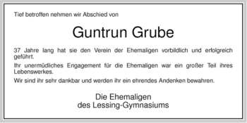 Traueranzeige von Guntrun Grube von ALLGEMEINE ZEITUNG UELZEN