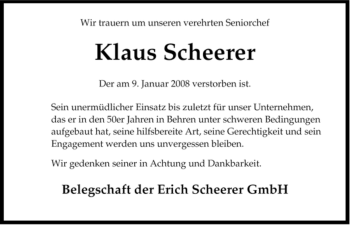 Traueranzeige von Klaus Scheerer von ALLGEMEINE ZEITUNG UELZEN