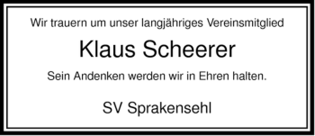 Traueranzeige von Klaus Scheerer von ALLGEMEINE ZEITUNG UELZEN