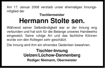 Traueranzeige von Hermann Stolte von ALLGEMEINE ZEITUNG UELZEN