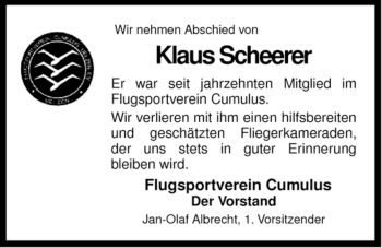 Traueranzeige von Klaus Scheerer von ALLGEMEINE ZEITUNG UELZEN