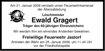 Traueranzeige von Ewald Gragert von ALLGEMEINE ZEITUNG UELZEN