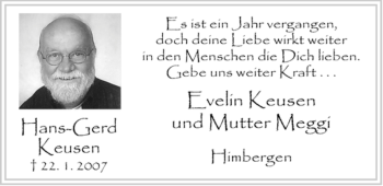 Traueranzeige von Hans-Gerd Keusen von ALLGEMEINE ZEITUNG UELZEN