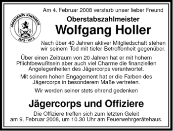 Traueranzeige von Wolgang Holler von ALLGEMEINE ZEITUNG UELZEN