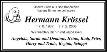 Traueranzeige von Hermann Krössel von ALLGEMEINE ZEITUNG UELZEN