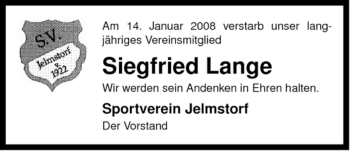 Traueranzeige von Siegfried Lange von ALLGEMEINE ZEITUNG UELZEN