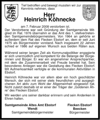 Traueranzeige von Heinrich Köhnecke von ALLGEMEINE ZEITUNG UELZEN