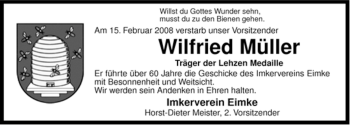 Traueranzeige von Wilfried Müller von ALLGEMEINE ZEITUNG UELZEN