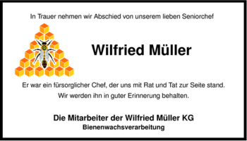 Traueranzeige von Wilfried Müller von ALLGEMEINE ZEITUNG UELZEN