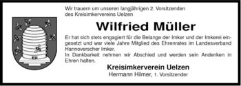 Traueranzeige von Wilfried Müller von ALLGEMEINE ZEITUNG UELZEN