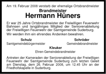 Traueranzeige von Hermann Hüners von ALLGEMEINE ZEITUNG UELZEN