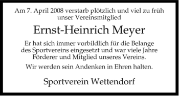 Traueranzeige von Ernst-Heinrich Meyer von ALLGEMEINE ZEITUNG UELZEN