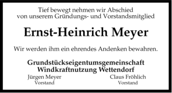 Traueranzeige von Ernst-Heinrich Meyer von ALLGEMEINE ZEITUNG UELZEN