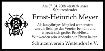 Traueranzeige von Ernst-Heinrich Meyer von ALLGEMEINE ZEITUNG UELZEN