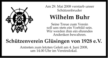 Traueranzeige von Wilhelm Buhr von ALLGEMEINE ZEITUNG UELZEN