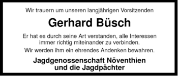 Traueranzeige von Gerhard Büsch von ALLGEMEINE ZEITUNG UELZEN