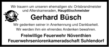 Traueranzeige von Gerhard Büsch von ALLGEMEINE ZEITUNG UELZEN