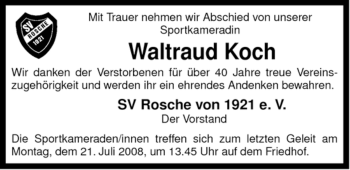 Traueranzeige von Waltraud Koch von ALLGEMEINE ZEITUNG UELZEN