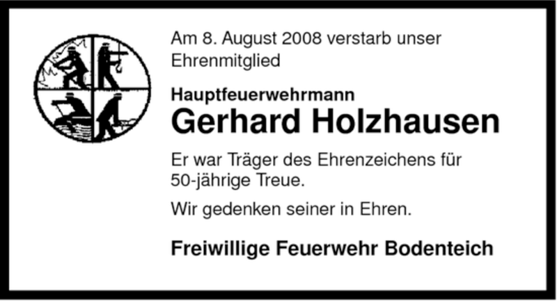  Traueranzeige für Gerhard Holzhausen vom 11.08.2008 aus ALLGEMEINE ZEITUNG UELZEN