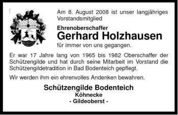 Traueranzeige von Gerhard Holzhausen von ALLGEMEINE ZEITUNG UELZEN