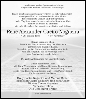 Traueranzeige von René Alexander von ALLGEMEINE ZEITUNG UELZEN