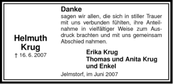 Traueranzeige von Helmuth Krug von ALLGEMEINE ZEITUNG UELZEN