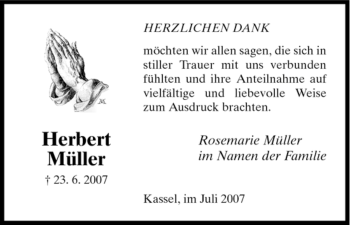 Traueranzeige von Herbert Müller von ALLGEMEINE ZEITUNG UELZEN