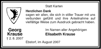 Traueranzeige von Georg Krause von ALLGEMEINE ZEITUNG UELZEN